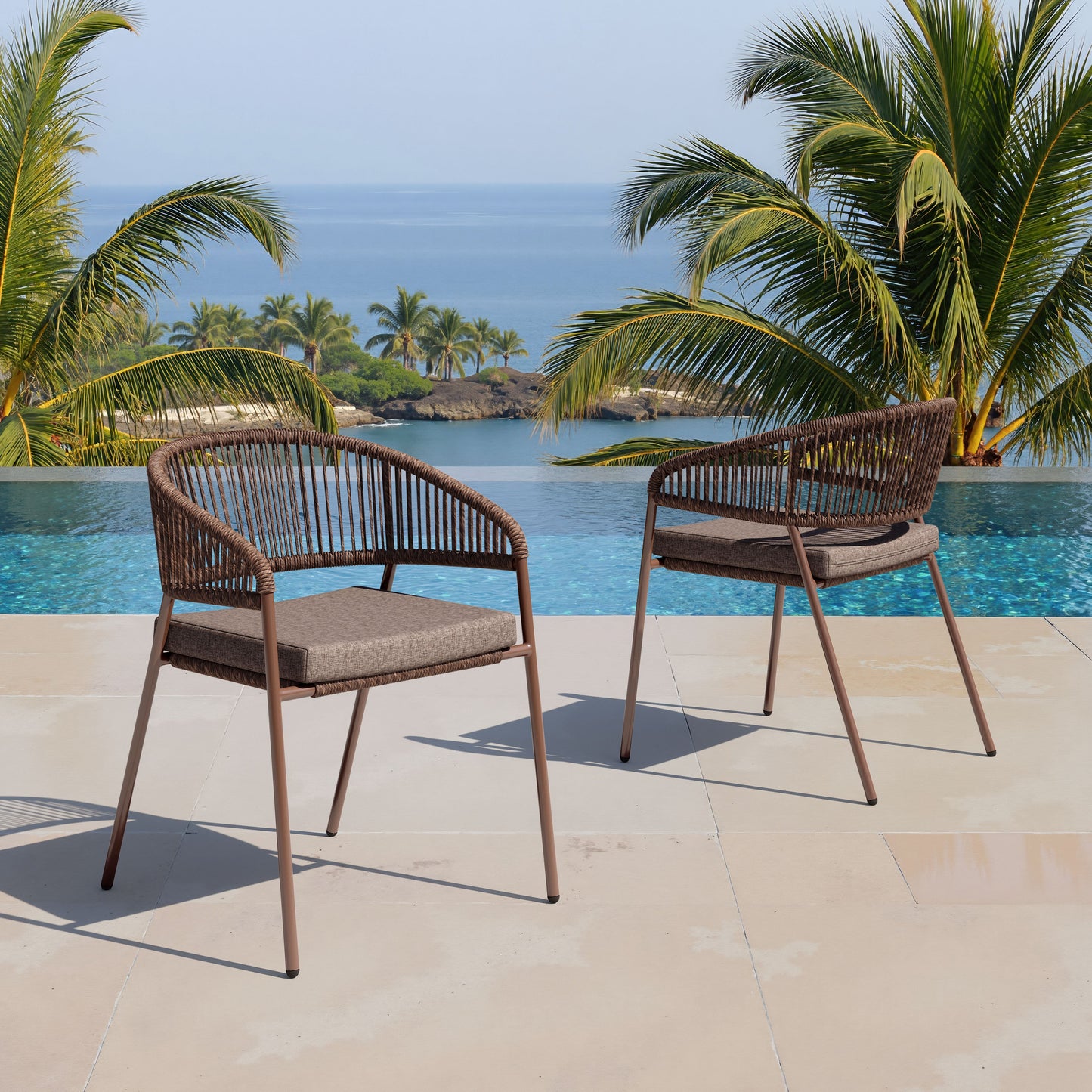 Skye Brown Outdoor Dining Chair (Set of 2) - Ornate Home