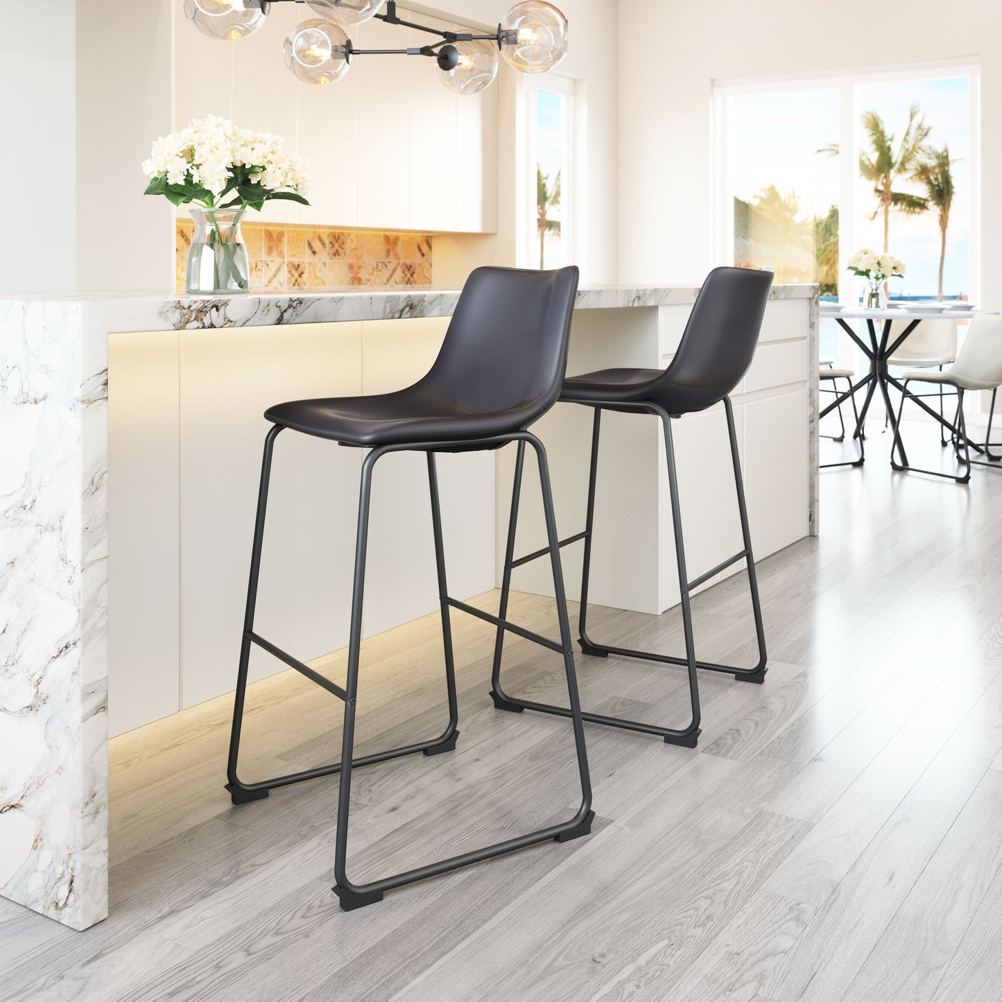 Smart Black Barstool (Set of 2) - Ornate Home
