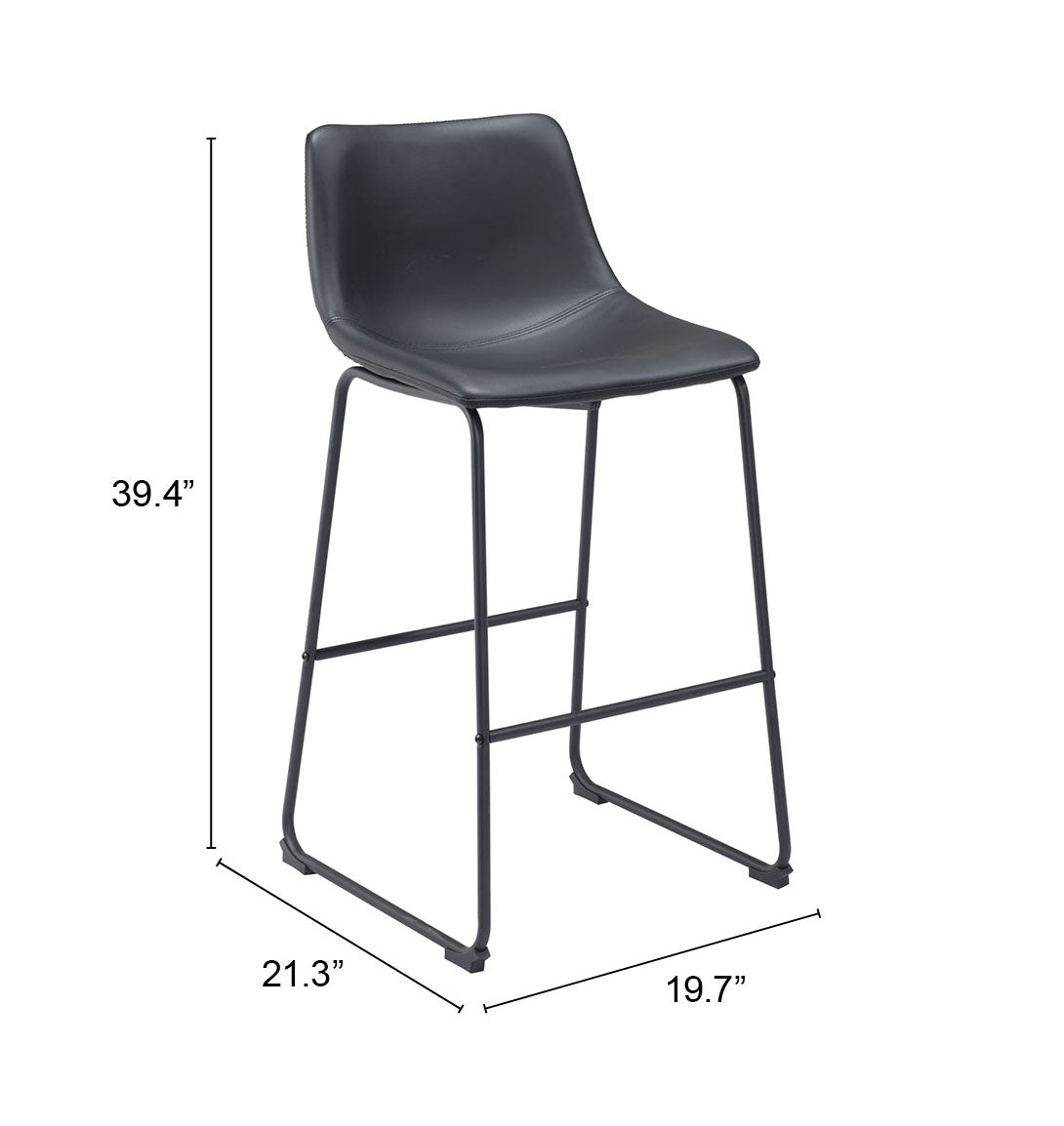 Smart Black Barstool (Set of 2) - Ornate Home