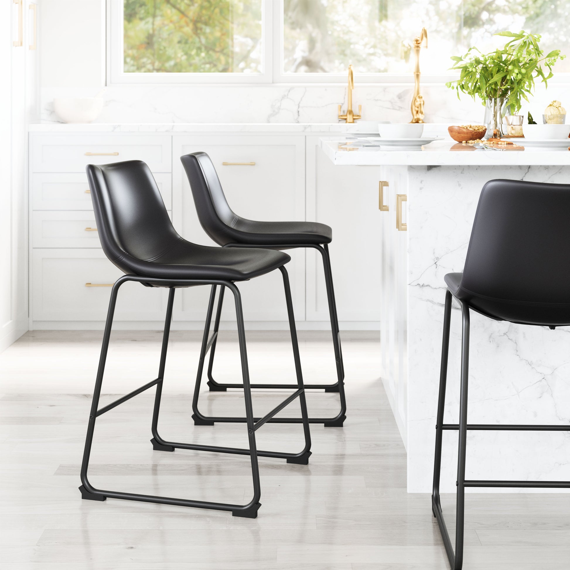 Smart Black Counter Stool (Set of 2) - Ornate Home