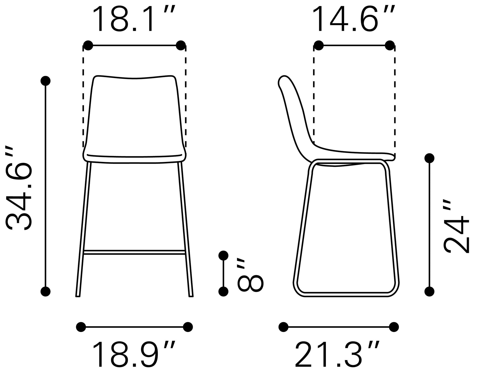 Smart Black Counter Stool (Set of 2) - Ornate Home