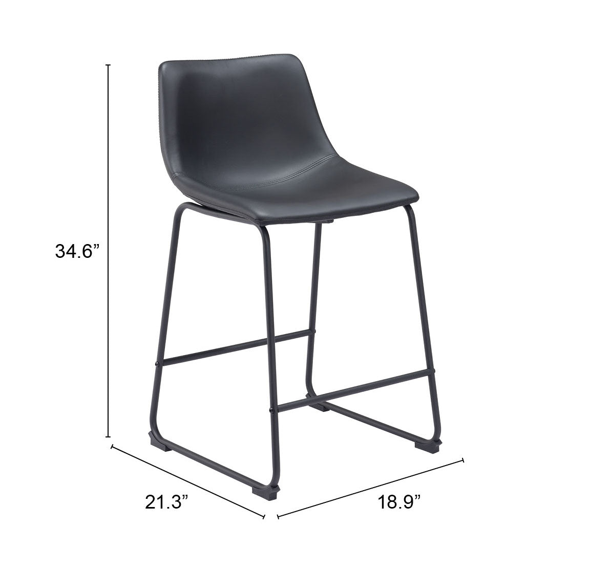 Smart Black Counter Stool (Set of 2) - Ornate Home