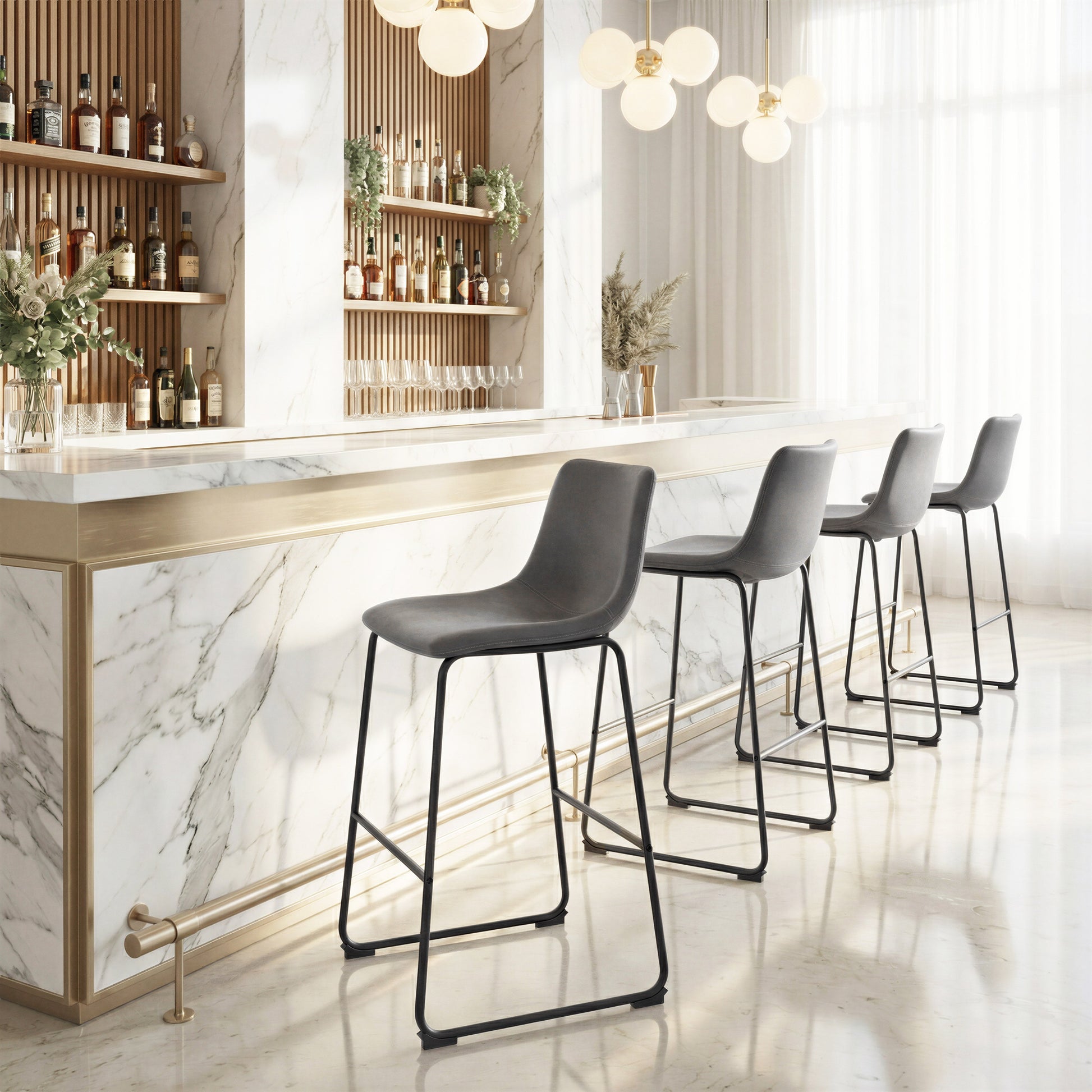 Smart Charcoal Barstool (Set of 2) - Ornate Home