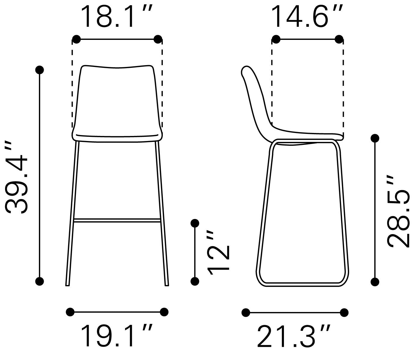 Smart Charcoal Barstool (Set of 2) - Ornate Home