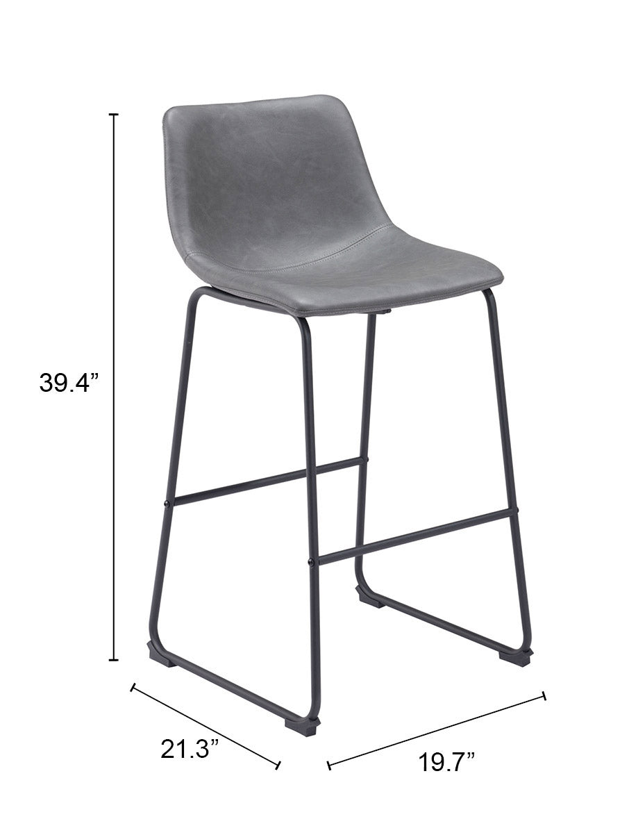 Smart Charcoal Barstool (Set of 2) - Ornate Home