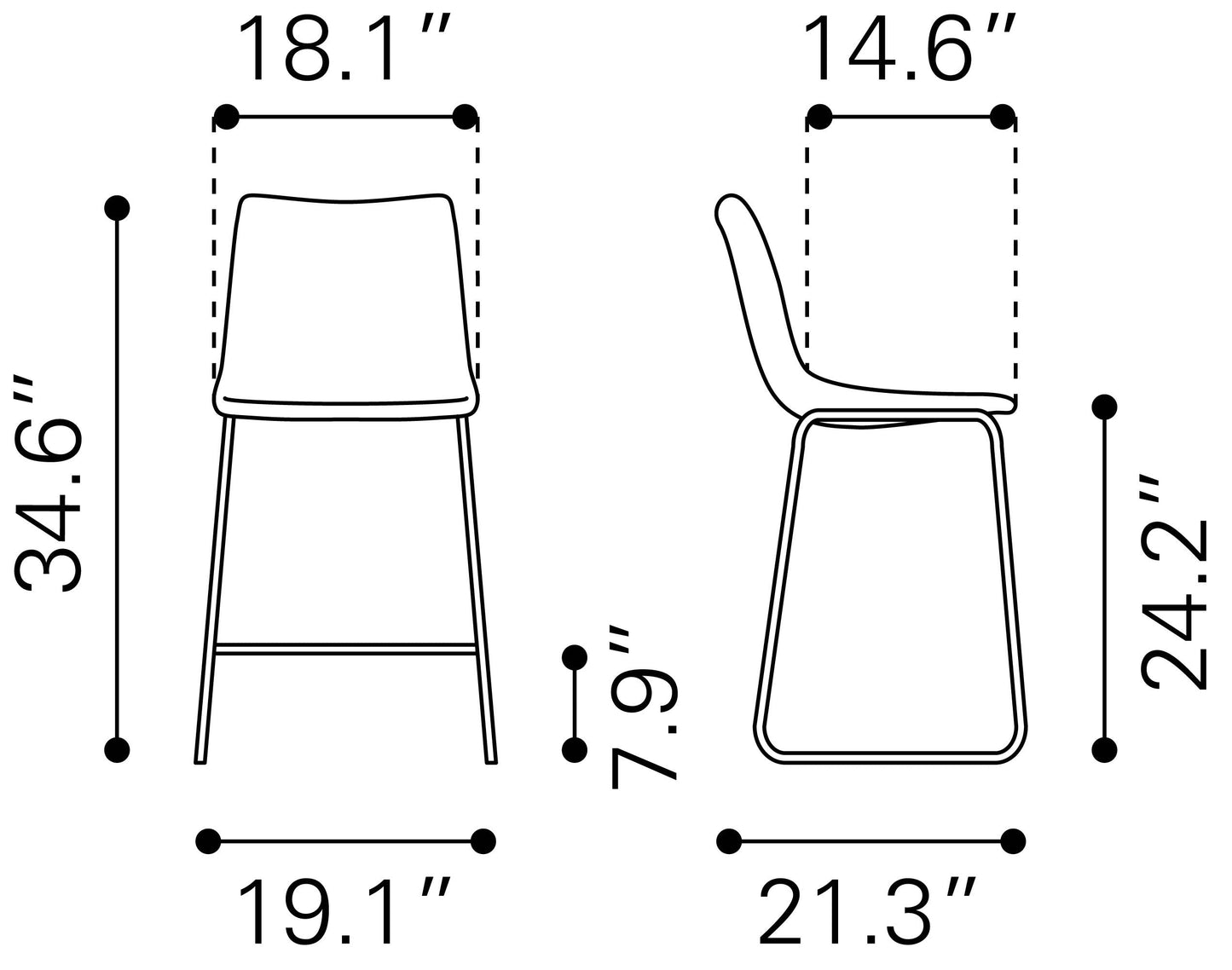 Smart Charcoal Counter Stool (Set of 2) - Ornate Home