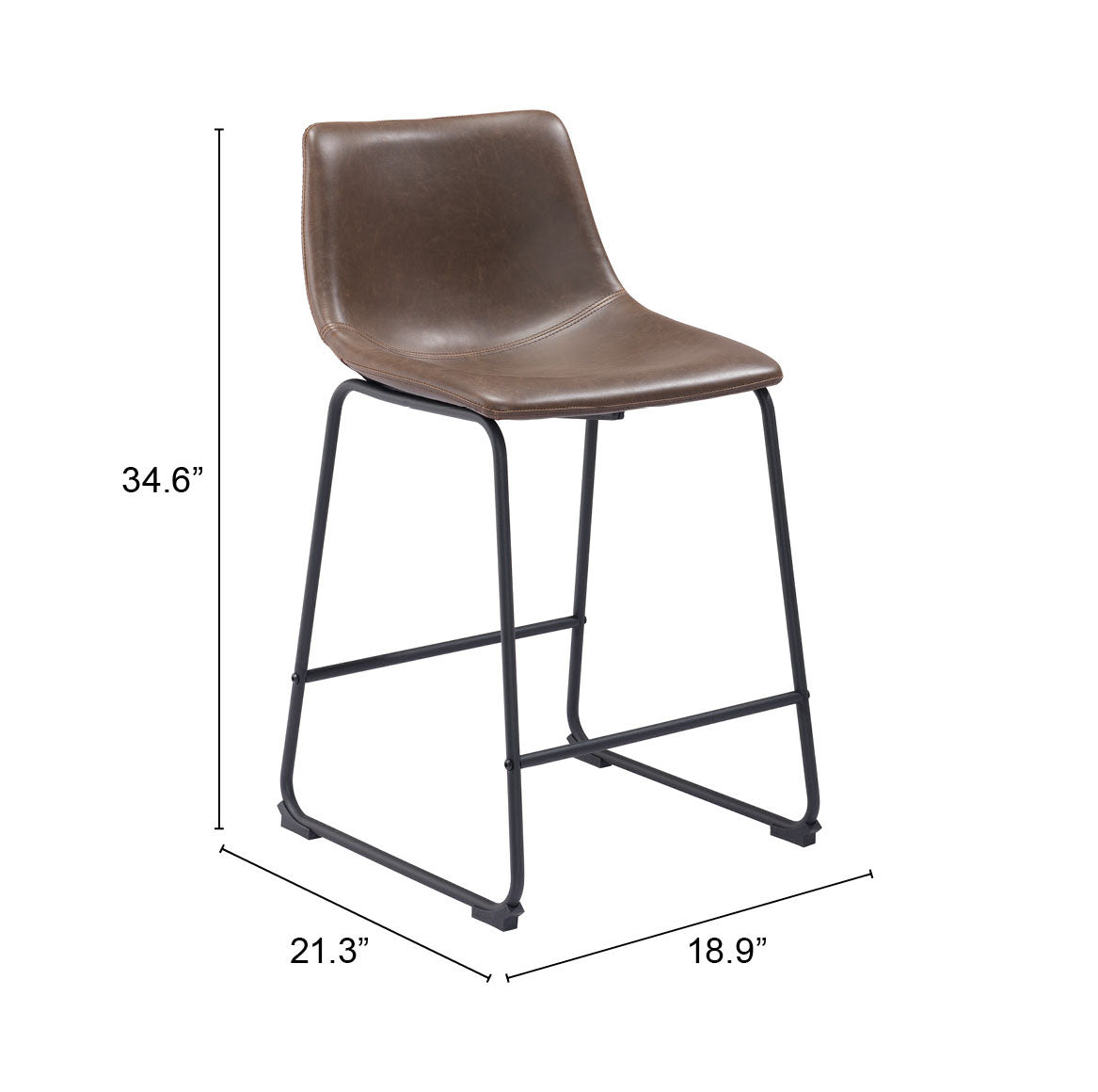 Smart Vintage Espresso Counter Stool (Set of 2) - Ornate Home