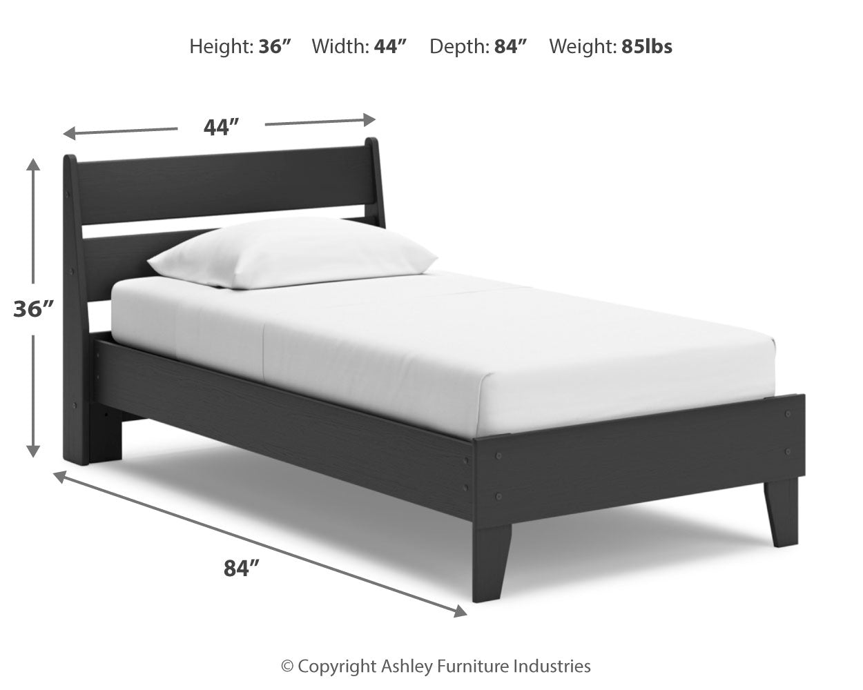 Socalle Black Twin Panel Platform Bed and Dresser- Viva Furn