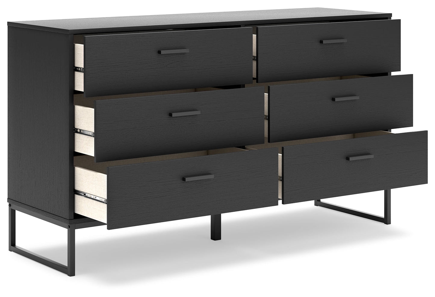 Socalle Black Twin Panel Platform Bed and Dresser- Viva Furn