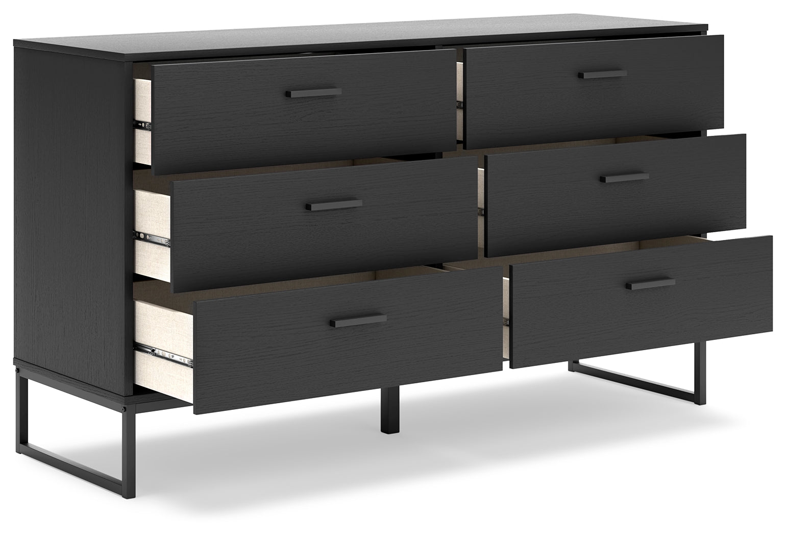 Socalle Black Twin Panel Platform Bed and Dresser- Viva Furn