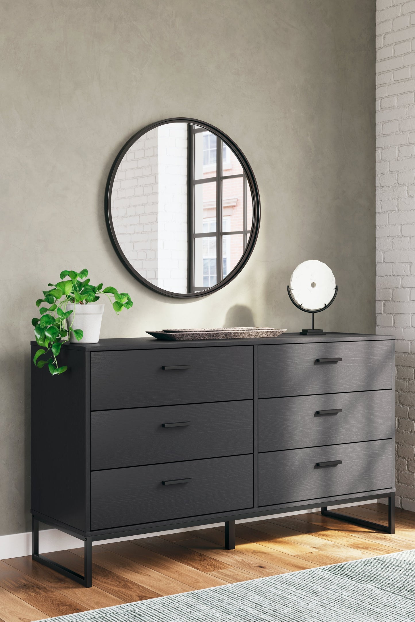 Socalle Black Twin Panel Platform Bed and Dresser- Viva Furn