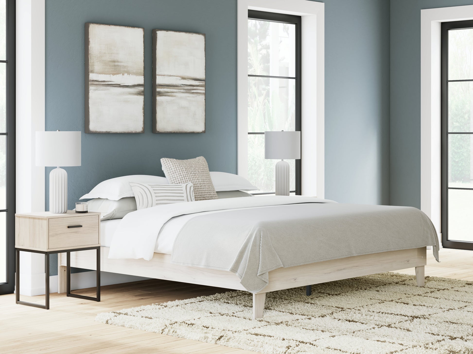 Socalle Light Natural King Platform Bed- Viva Furn