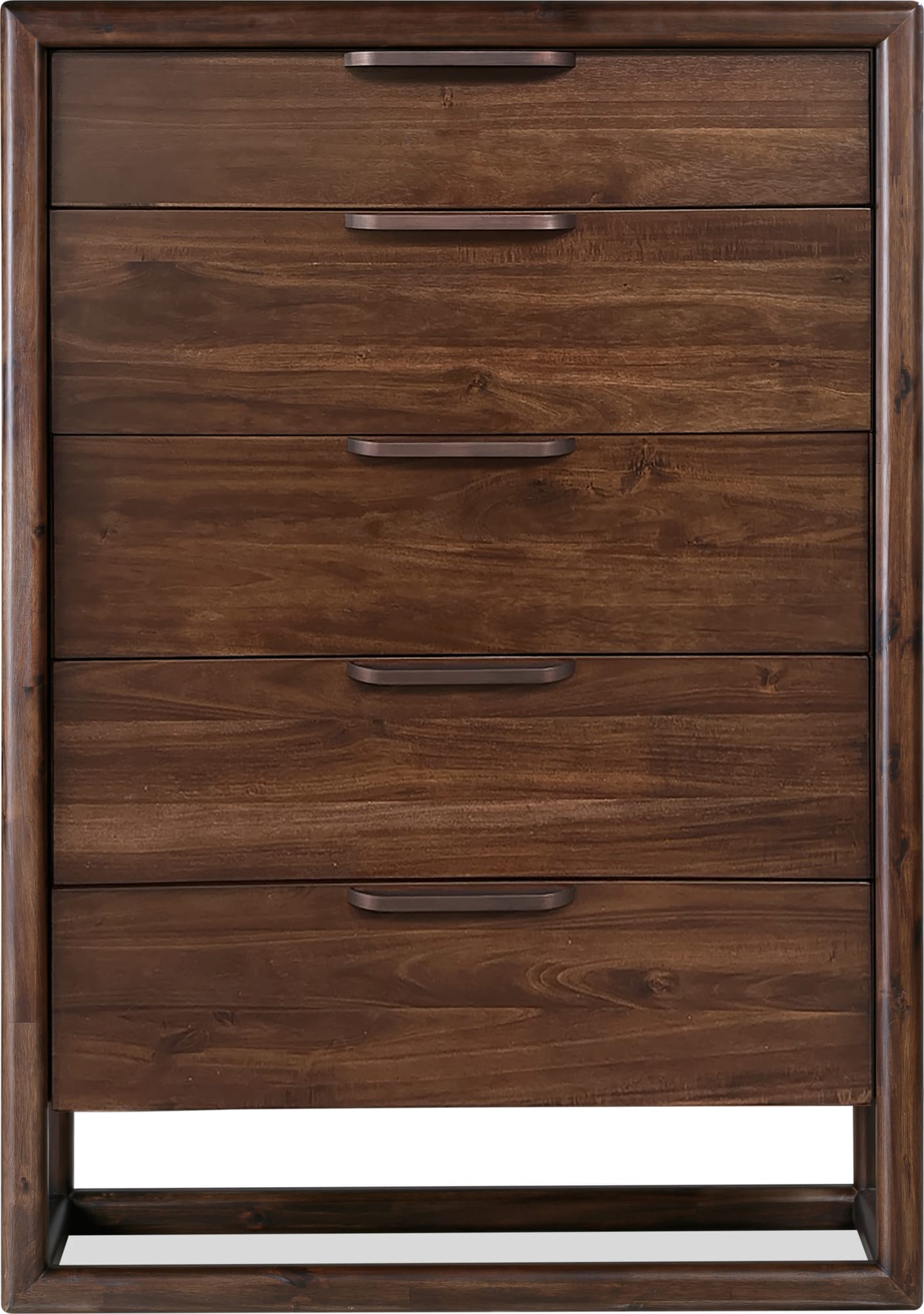 Sol Brown Spice Five Drawer Acacia Wood Chest - Ornate Home