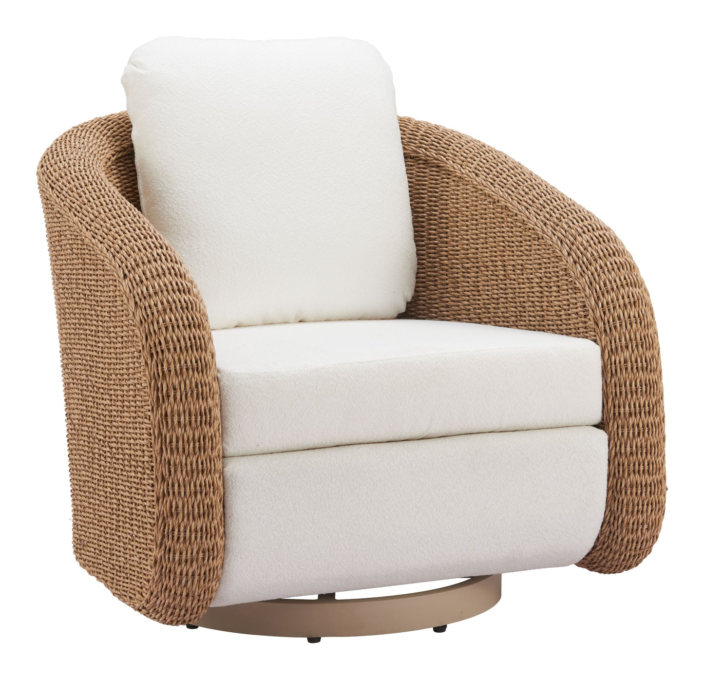 Solara Ivory Outdoor Swivel Chair - Ornate Home