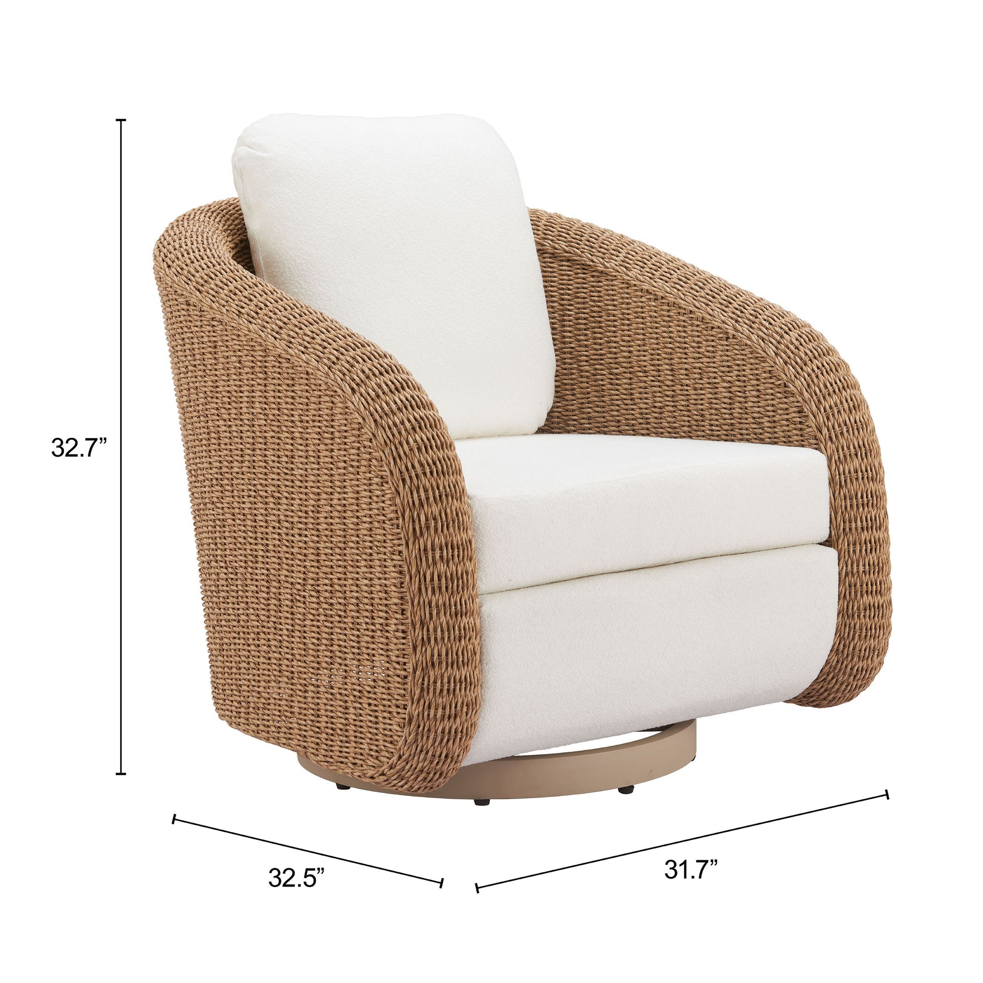 Solara Ivory Outdoor Swivel Chair - Ornate Home