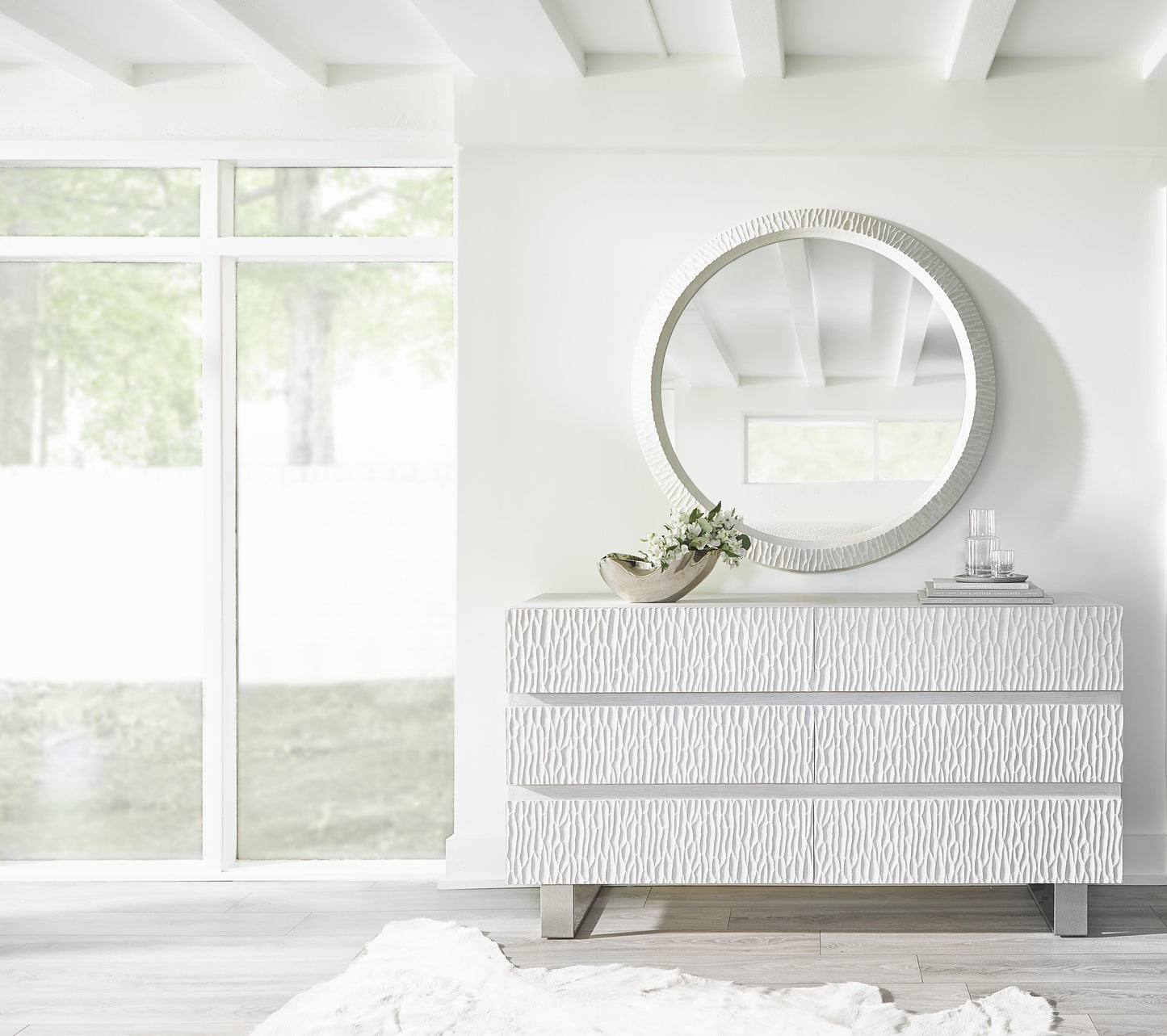 Solaria Weathered Bone Mirror - Ornate Home