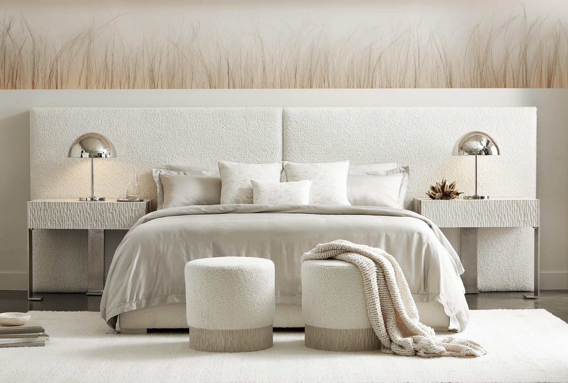 Solaria White/Cream/Weathered Bone Ottoman - Ornate Home