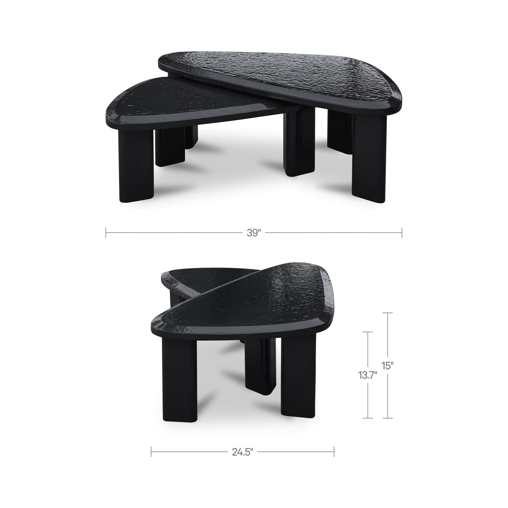 Sophie Charcoal Lacquer Outdoor Nesting Table Set - Ornate Home