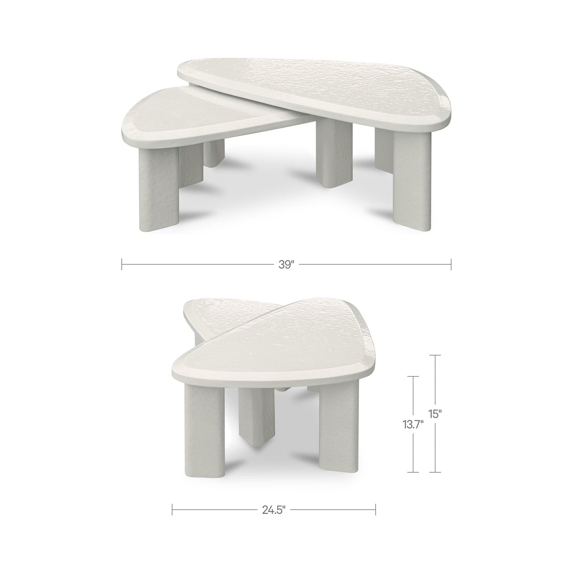 Sophie Cream Lacquer Outdoor Nesting Table Set - Ornate Home