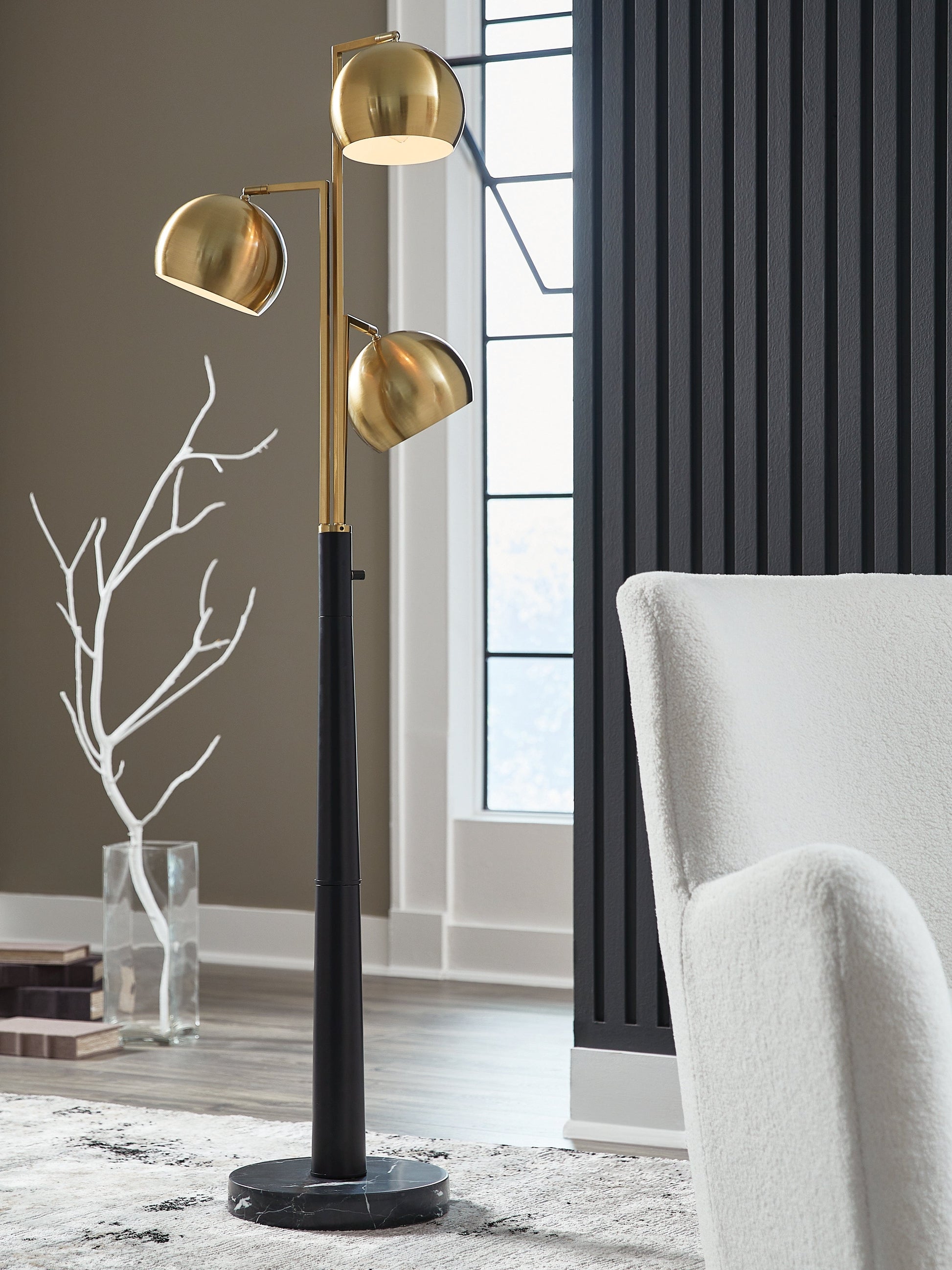 Sorcha Gold/Black Floor Lamp- Viva Furn