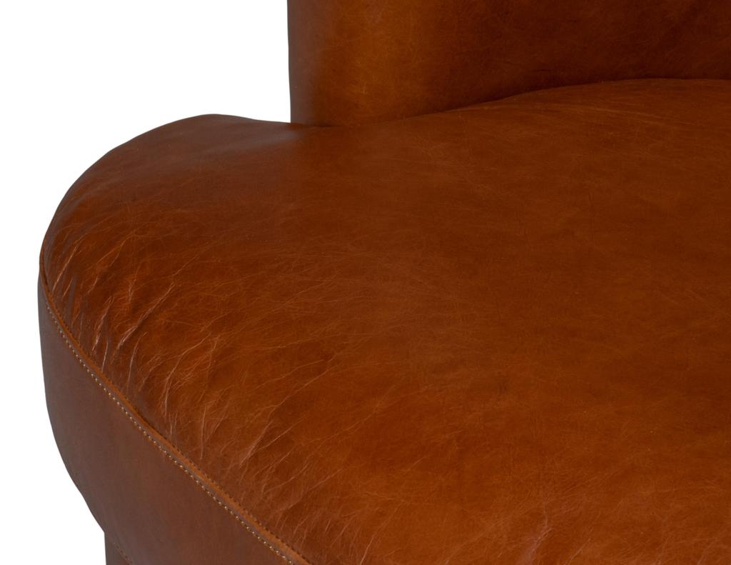 Spencer Brown Distilled Leather Swivel Chair - Ornate Home