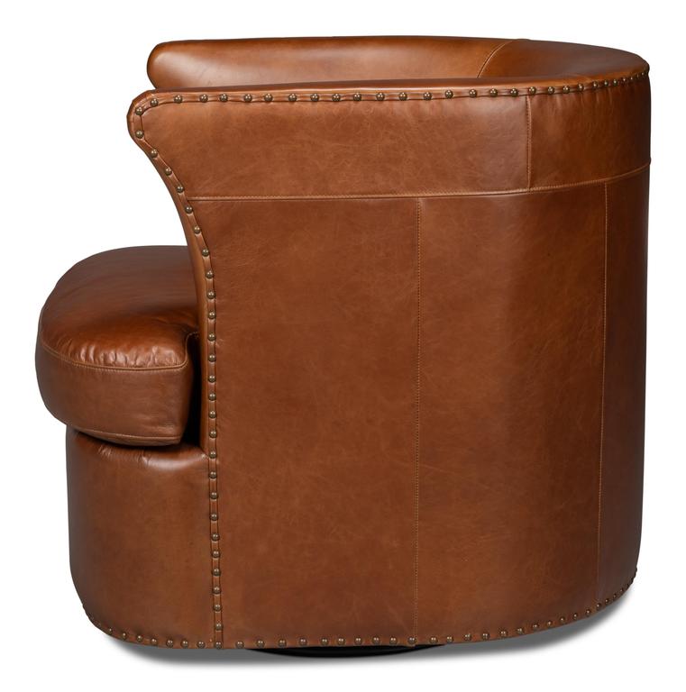 Spencer Brown Distilled Leather Swivel Chair - Ornate Home