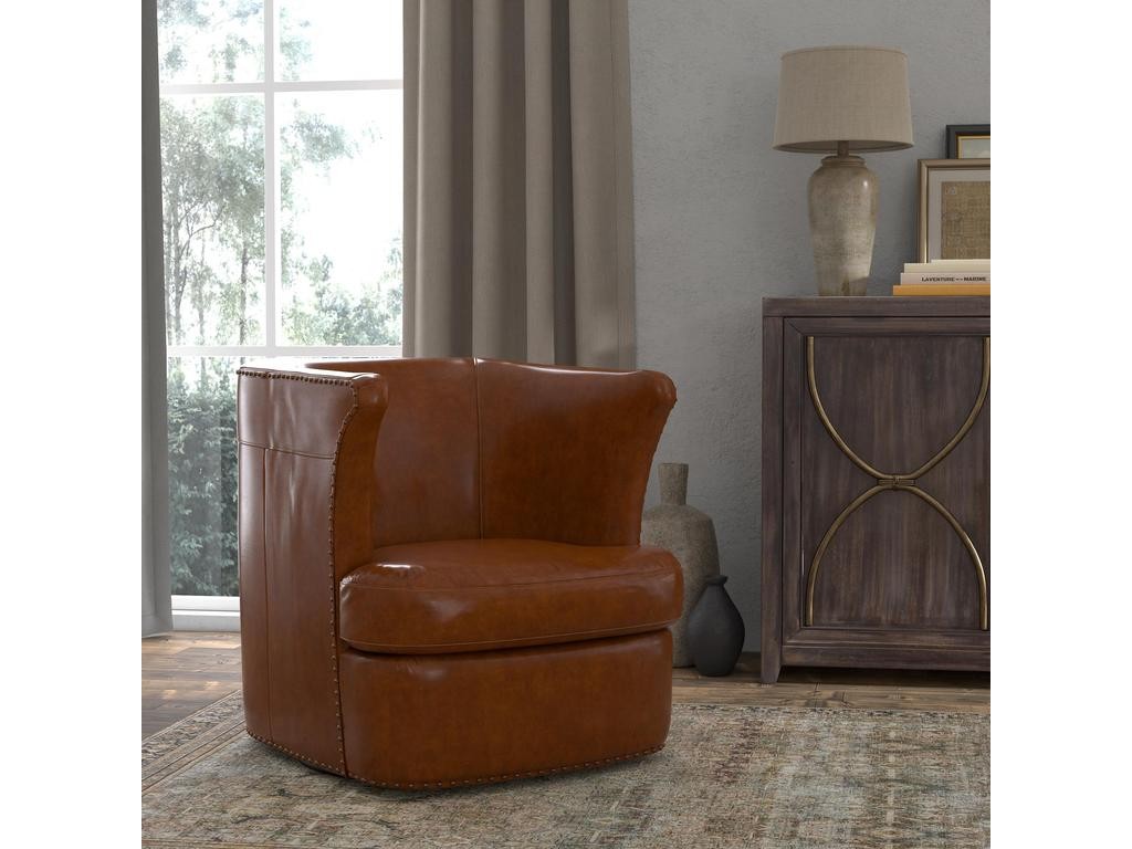 Spencer Brown Distilled Leather Swivel Chair - Ornate Home