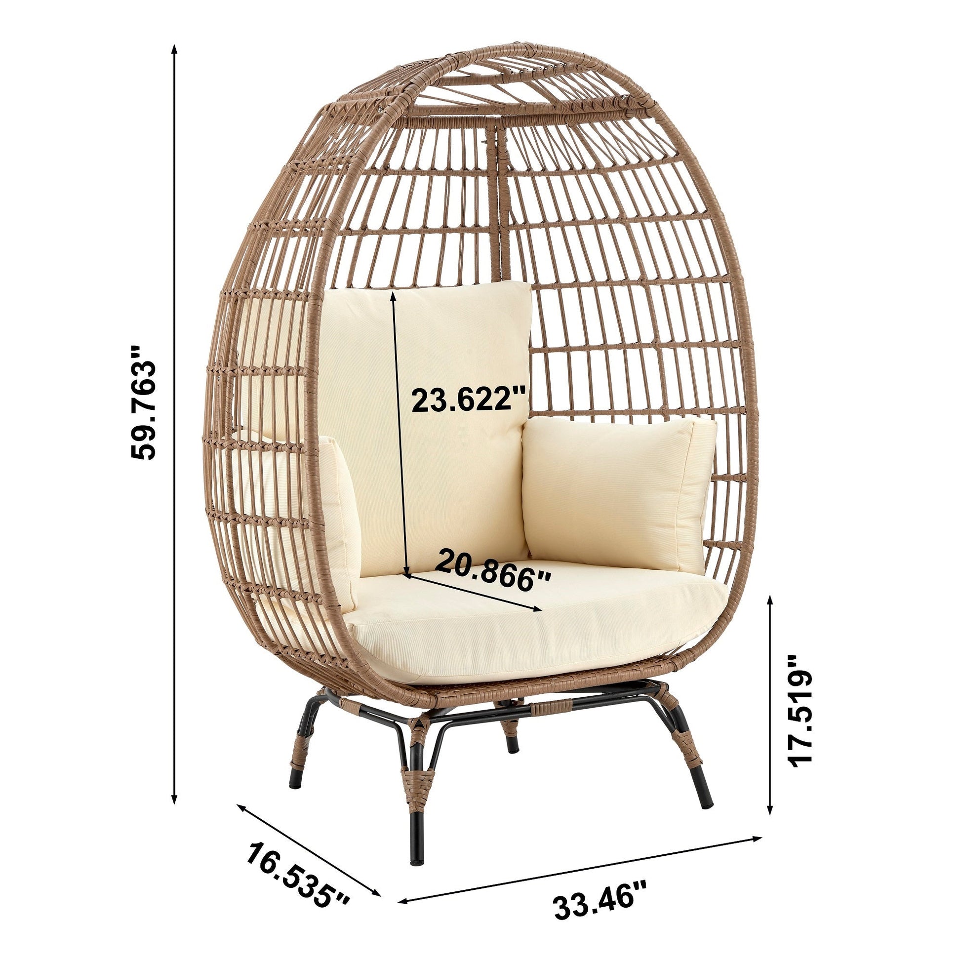 Spezia Patio Freestanding Egg Chair with Cream Cushions - Ornate Home