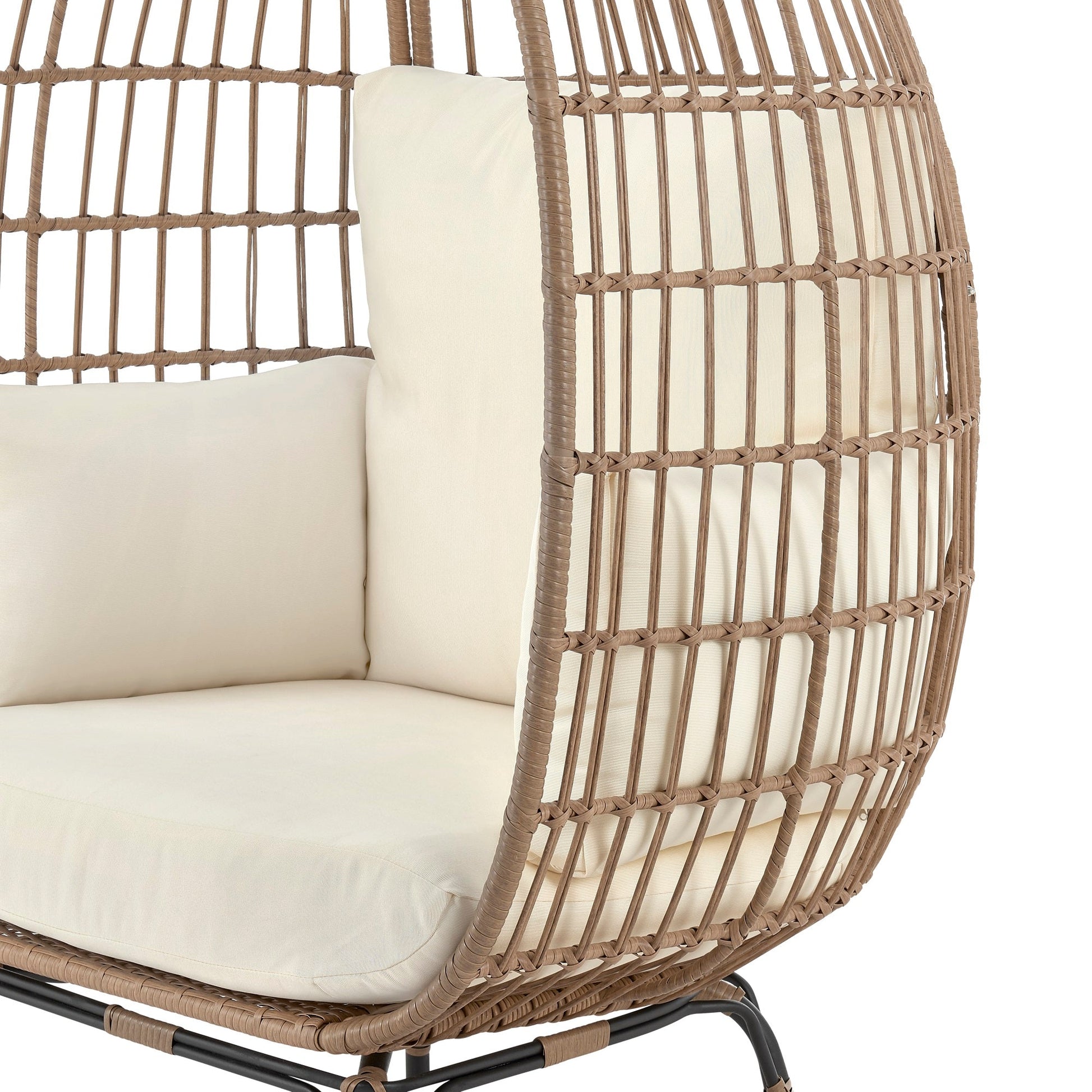 Spezia Patio Freestanding Egg Chair with Cream Cushions - Ornate Home