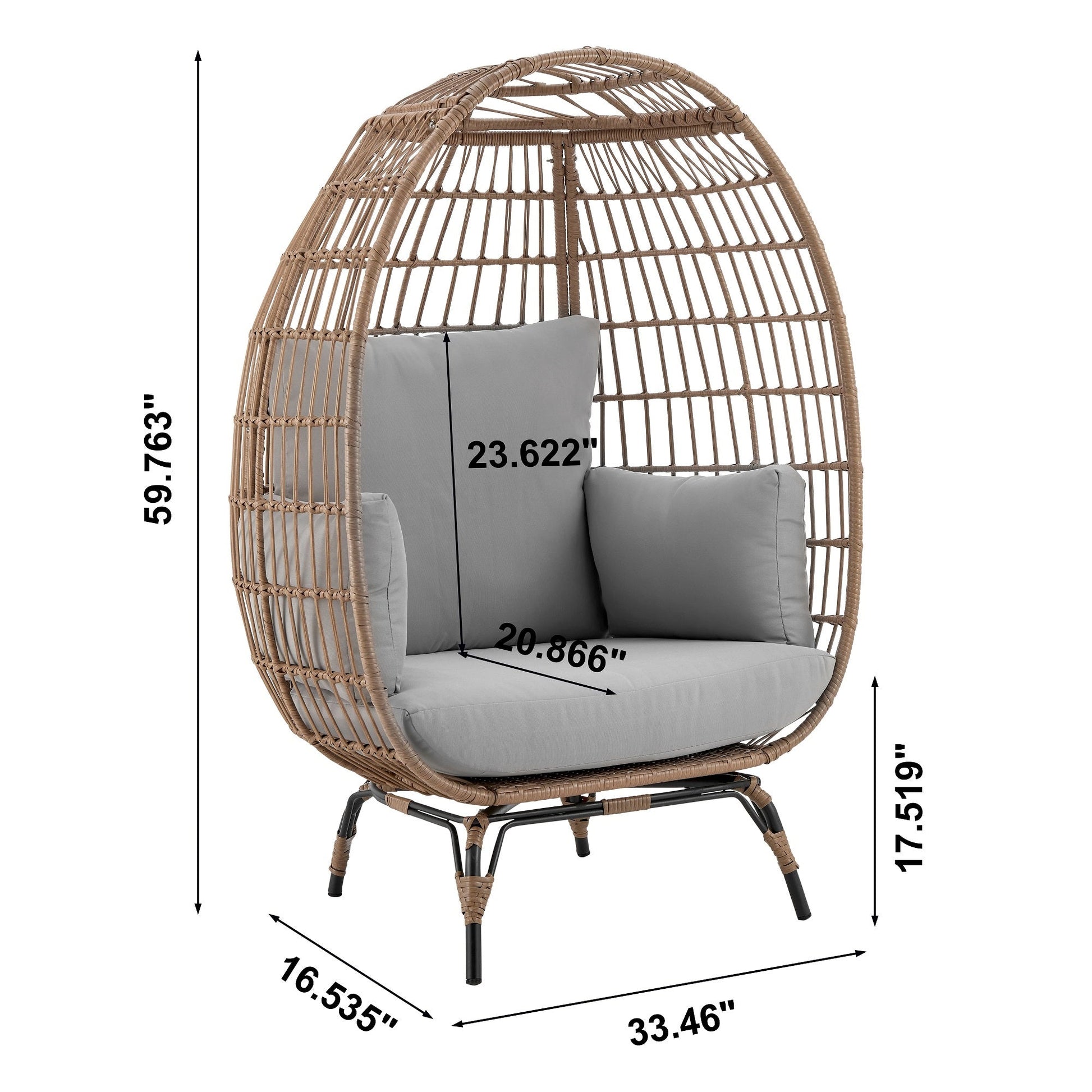Spezia Patio Freestanding Egg Chair with Grey Cushions - Ornate Home