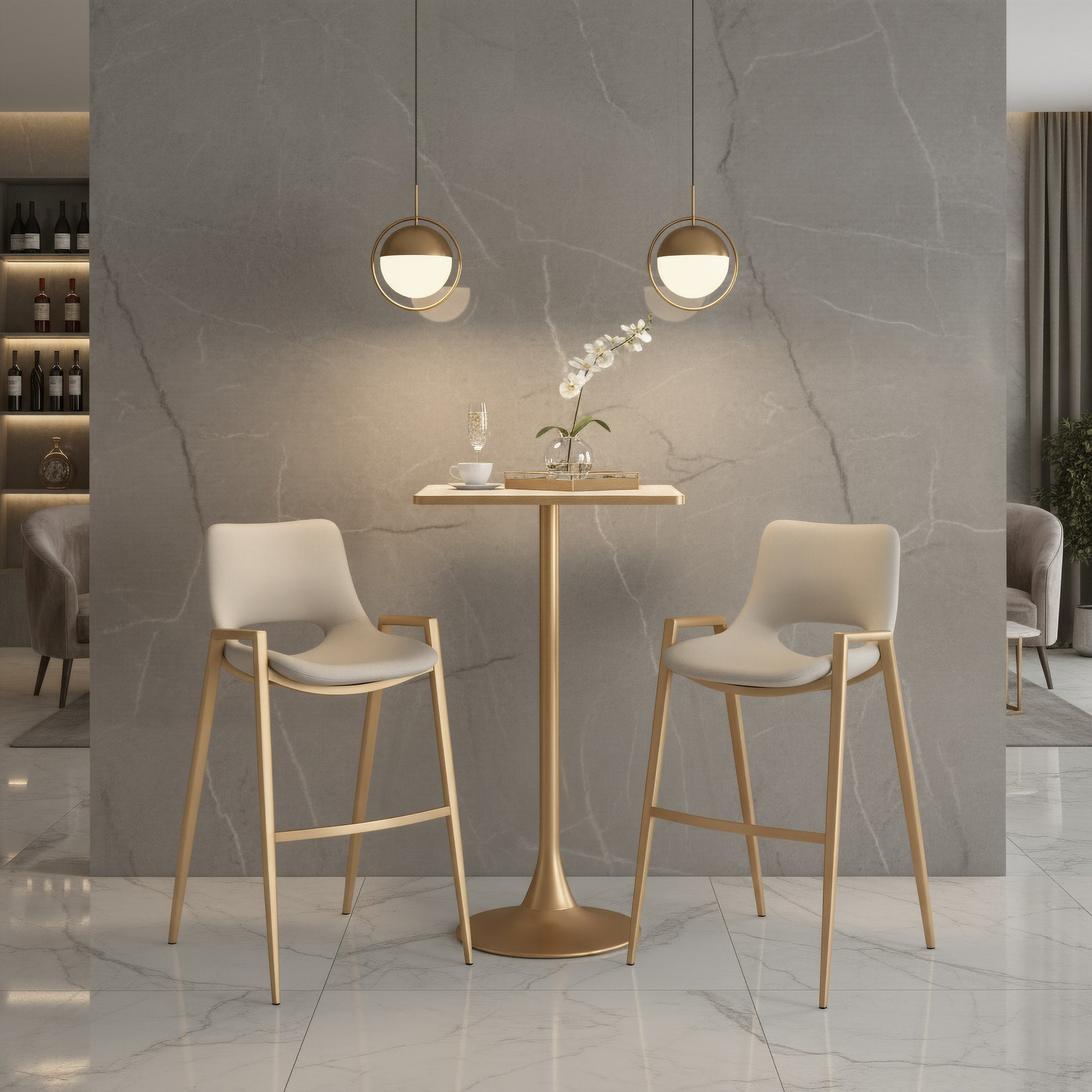 Spot Beige & Gold Bar Table - Ornate Home