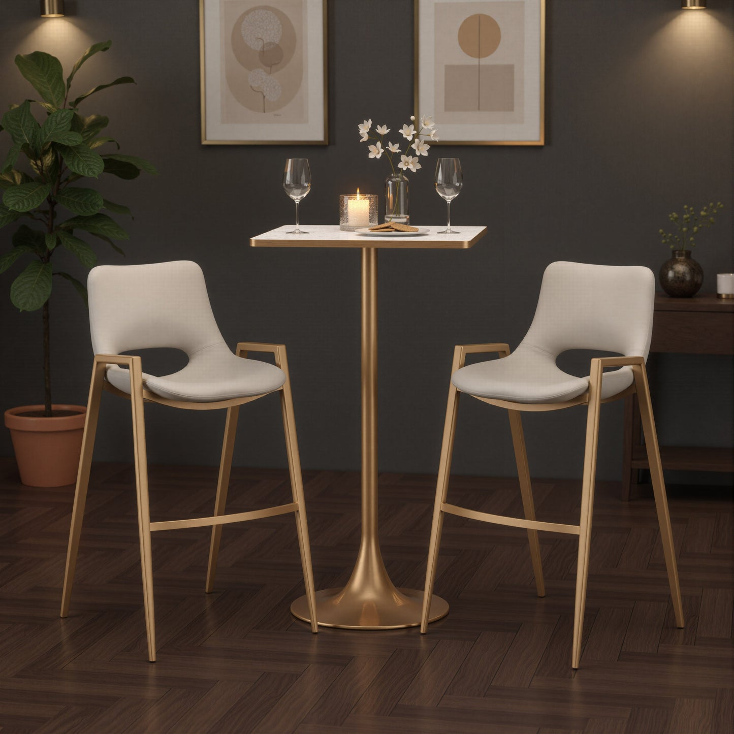 Spot Beige & Gold Bar Table - Ornate Home