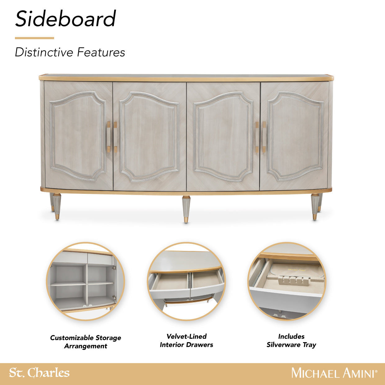 St. Charles Dove Gray Sideboard & Mirror - Ornate Home