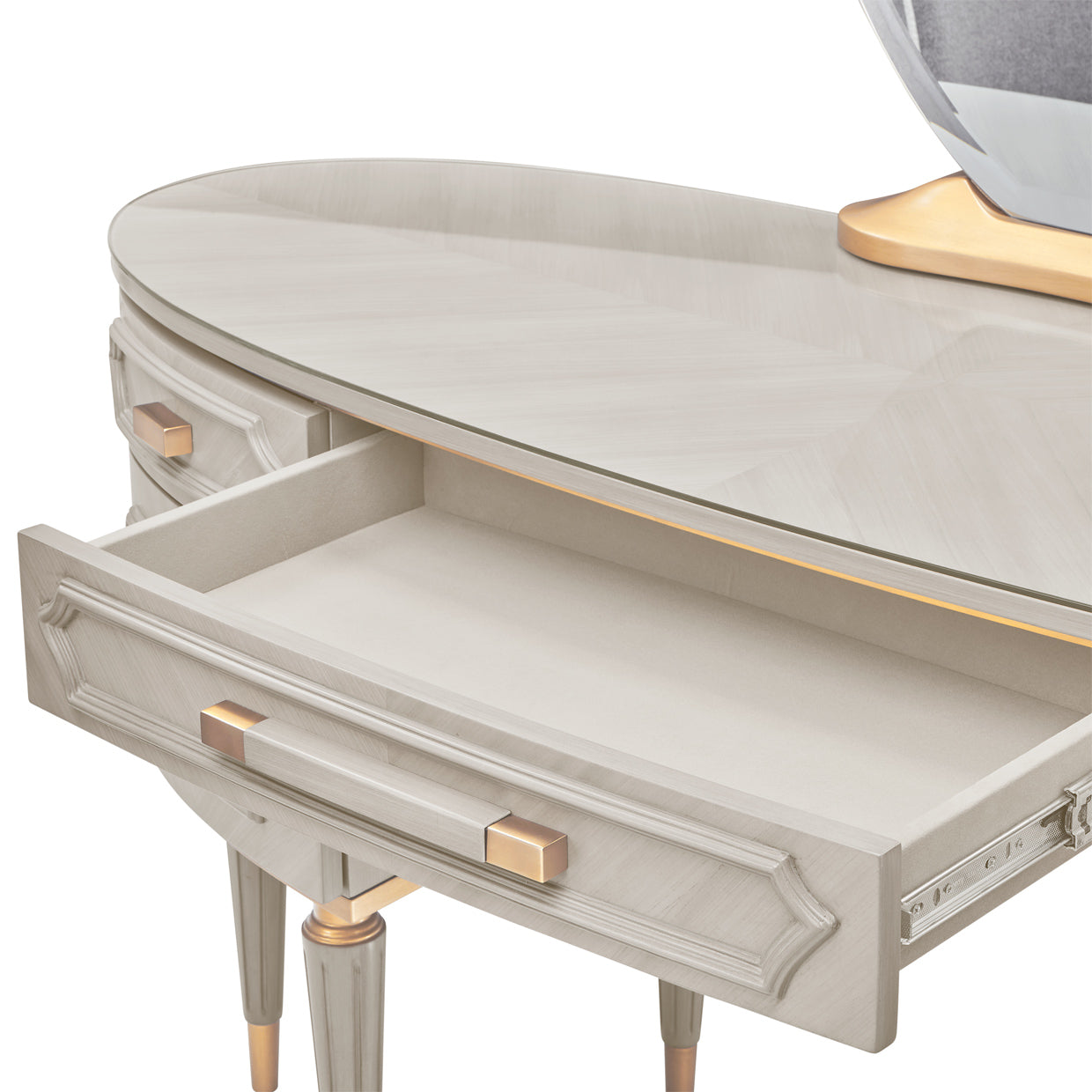 St. Charles Dove Gray Vanity Desk & Mirror - Ornate Home