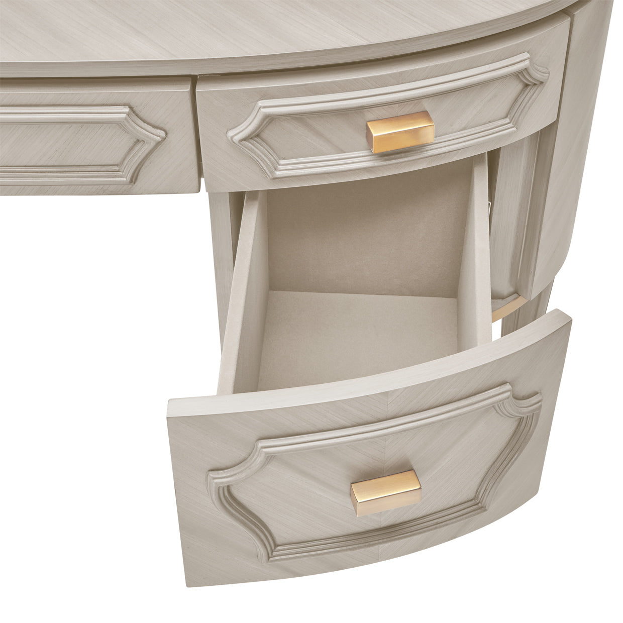 St. Charles Dove Gray Vanity Desk with Mirror & Chair - Ornate Home