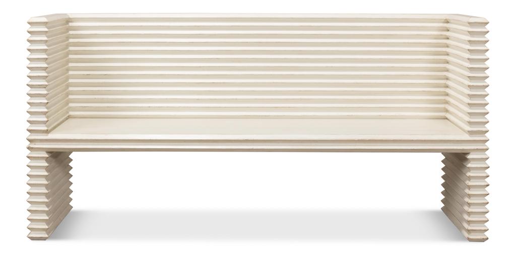 Stacked White Bench - Ornate Home