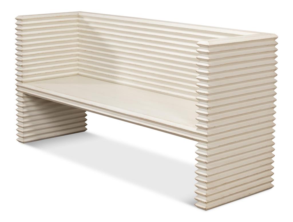 Stacked White Bench - Ornate Home