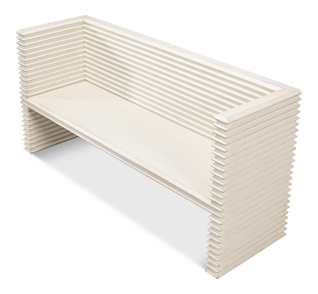 Stacked White Bench - Ornate Home