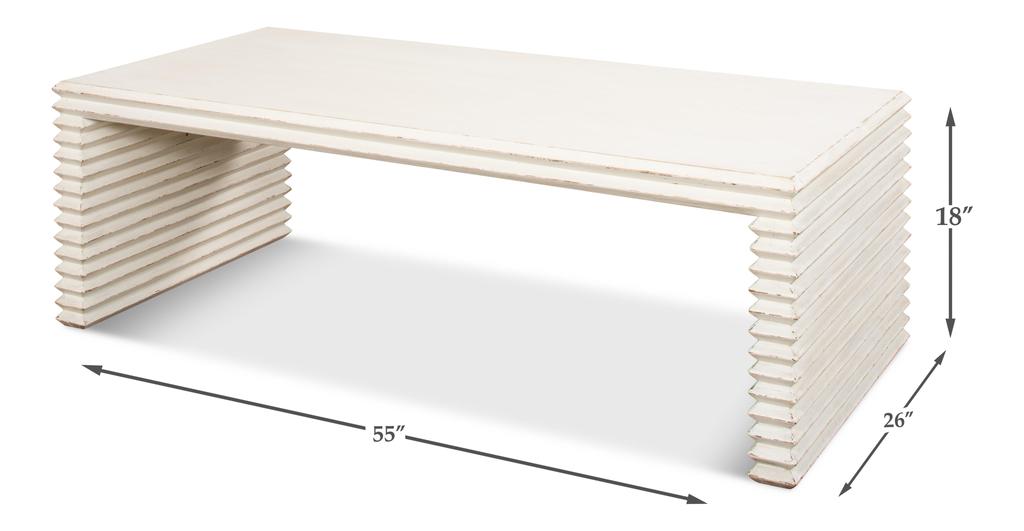 Stacked White Cocktail Table - Ornate Home