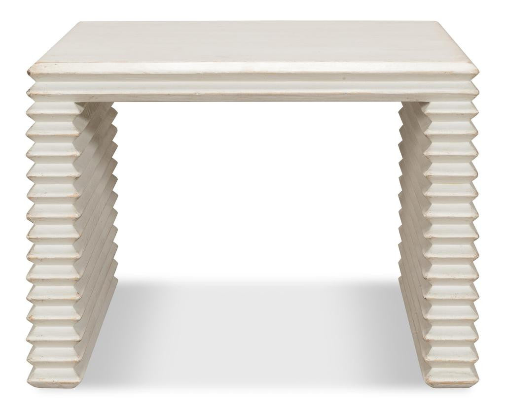 Stacked White Stool - Ornate Home