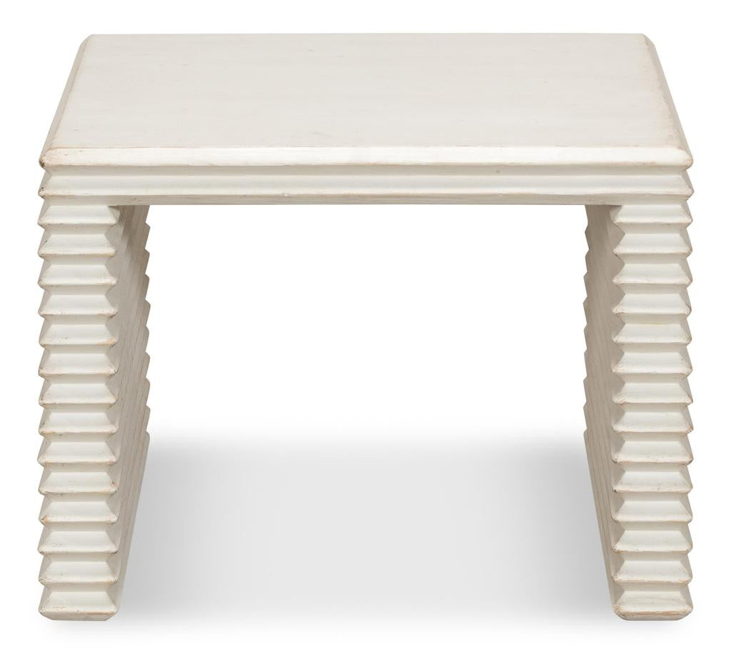 Stacked White Stool - Ornate Home