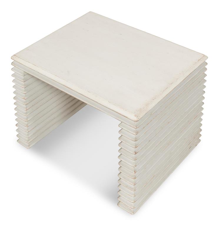 Stacked White Stool - Ornate Home