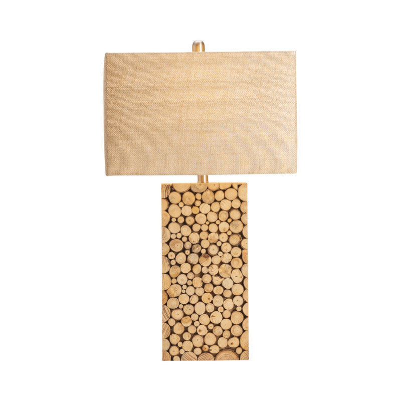 Stacked Wood Brown/Cream Table Lamp (Set of 2) - Ornate Home