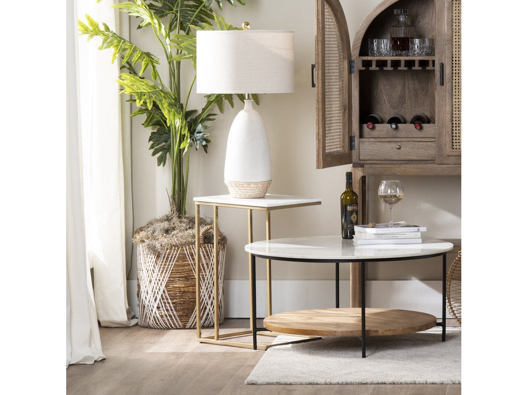 Stardust White/Gold C-Table - Ornate Home