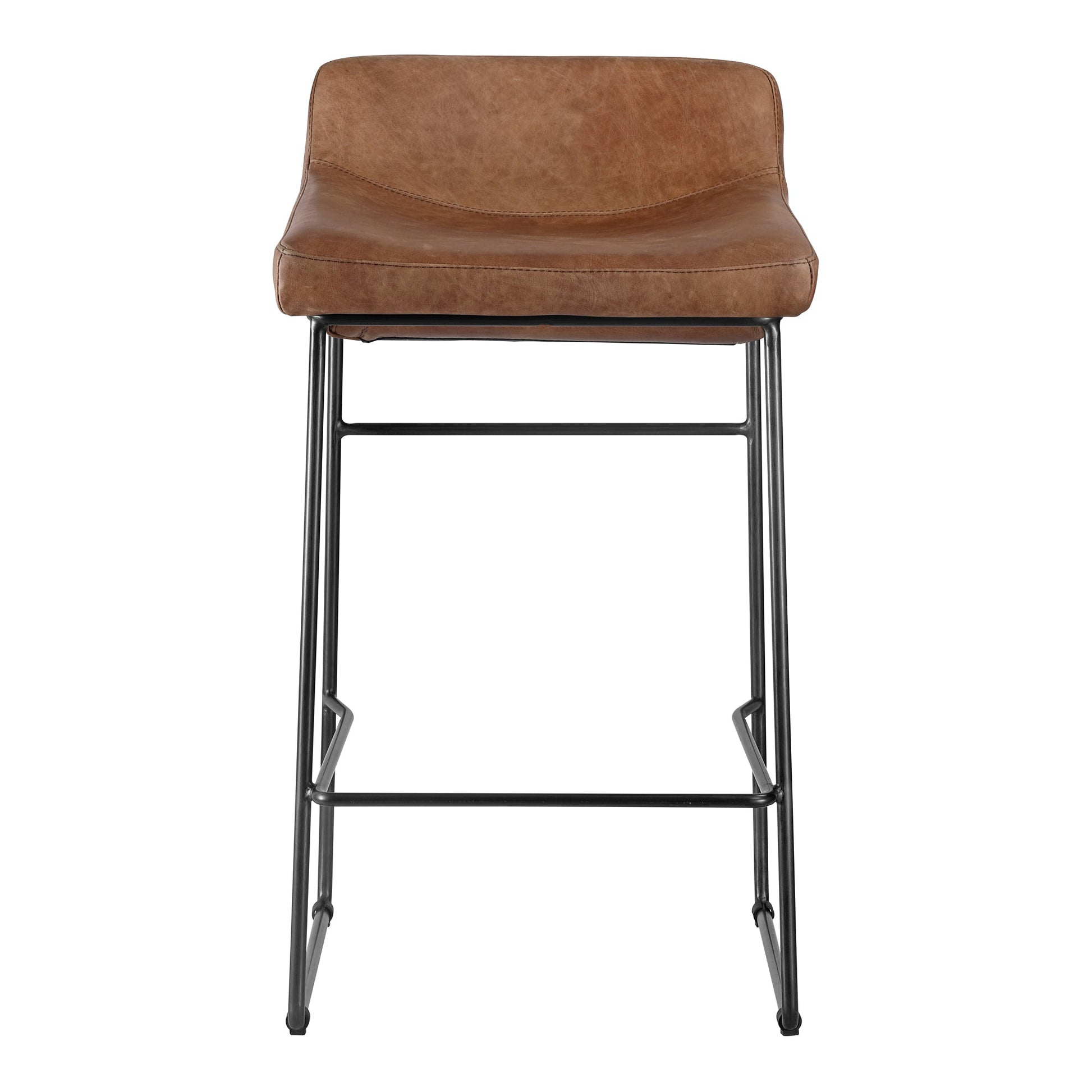 Starlet Brown Leather Counter Stool (Set of 2) - Ornate Home