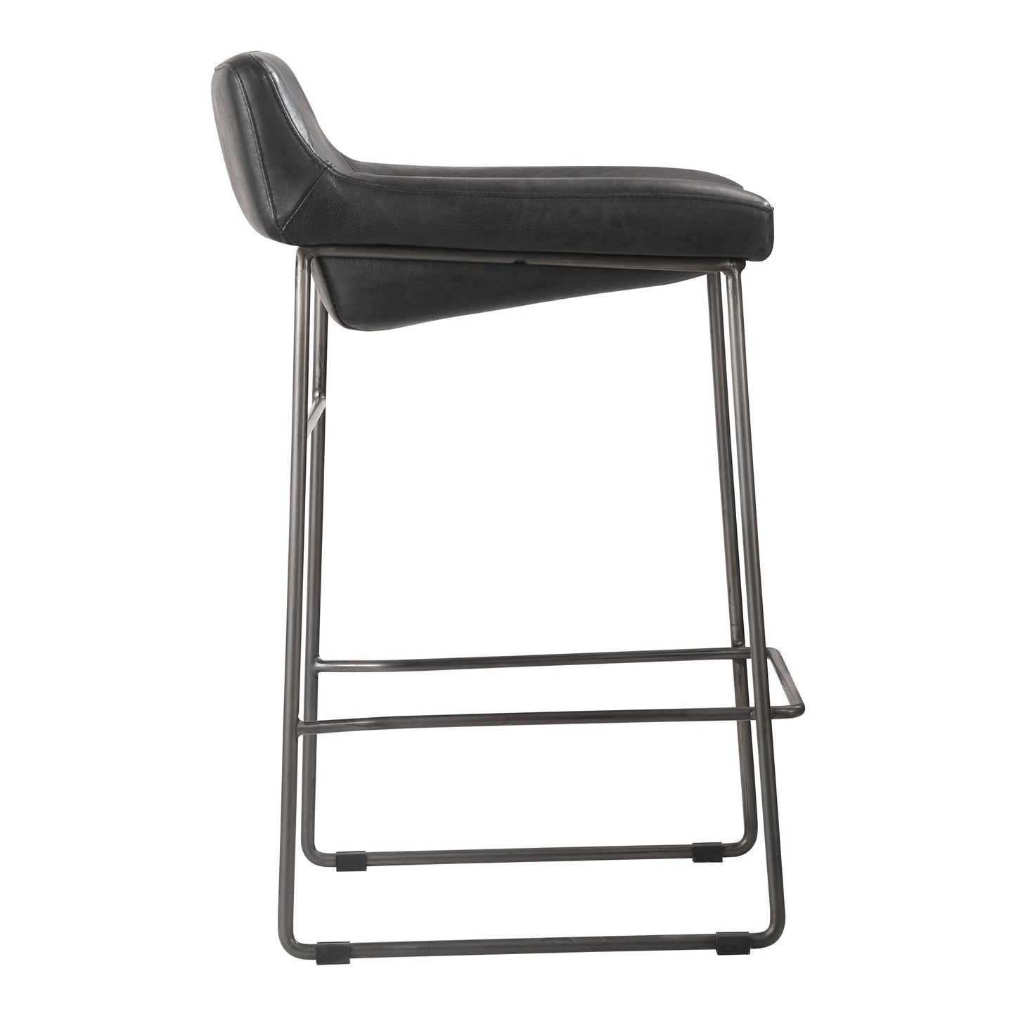 Starlet Onyx Black Leather Counter Stool (Set of 2) - Ornate Home