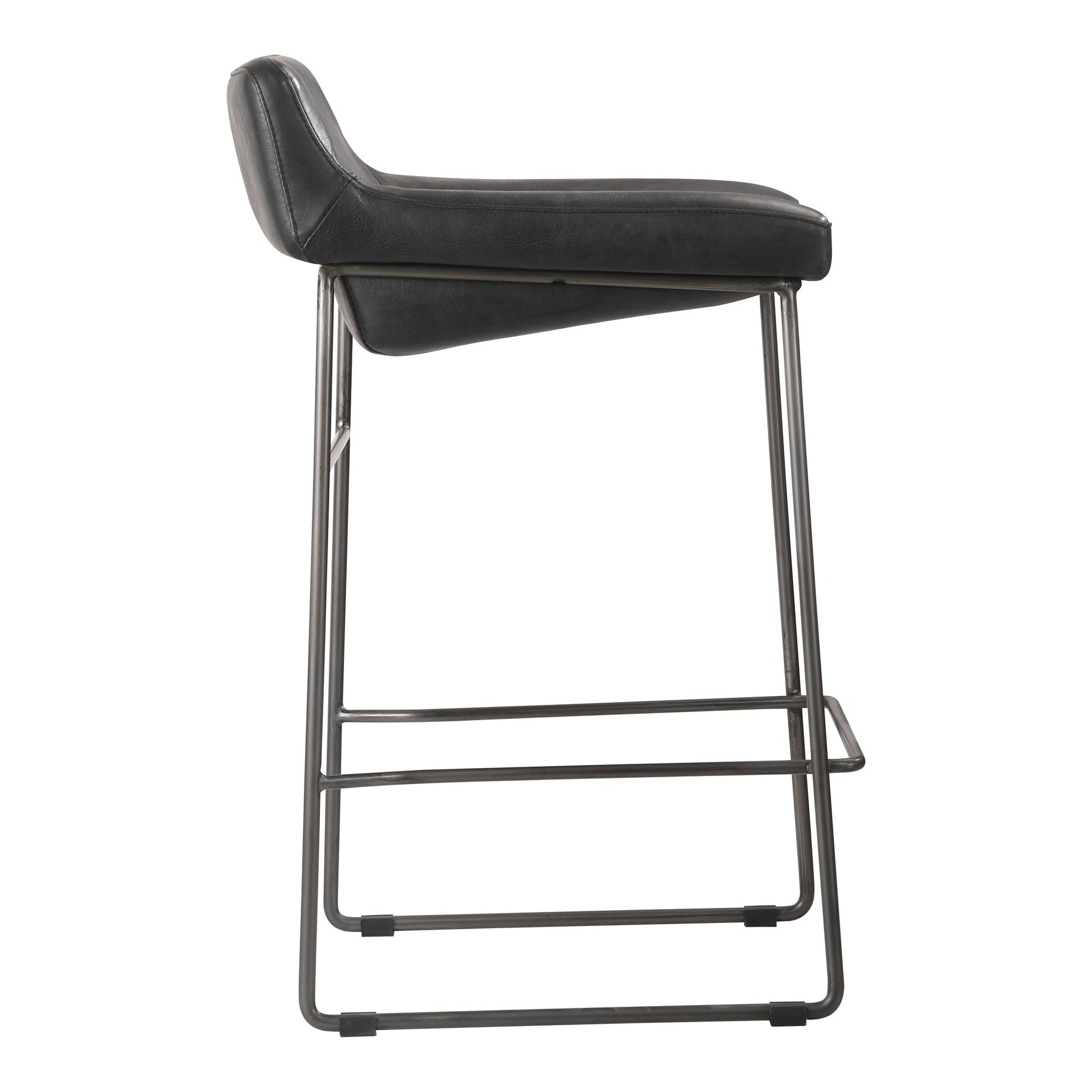 Starlet Onyx Black Leather Counter Stool (Set of 2) - Ornate Home