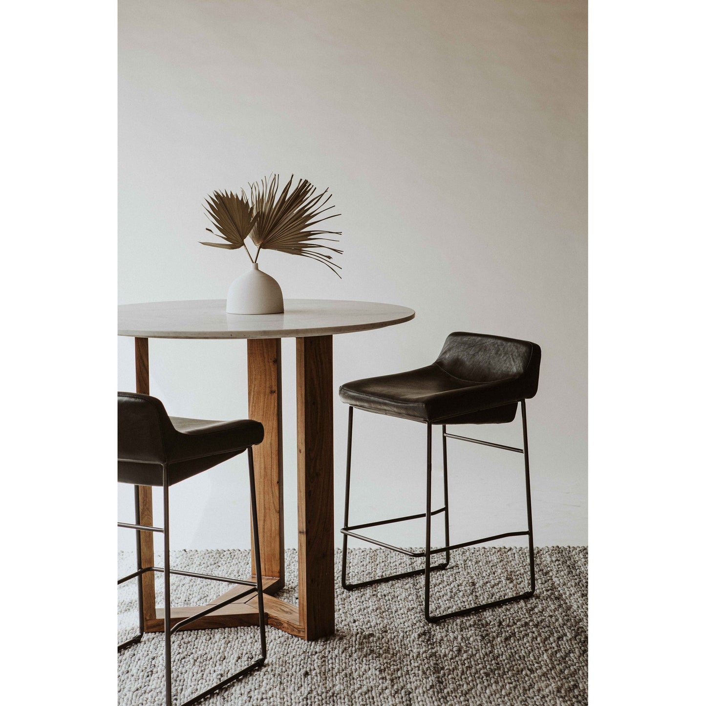 Starlet Onyx Black Leather Counter Stool (Set of 2) - Ornate Home