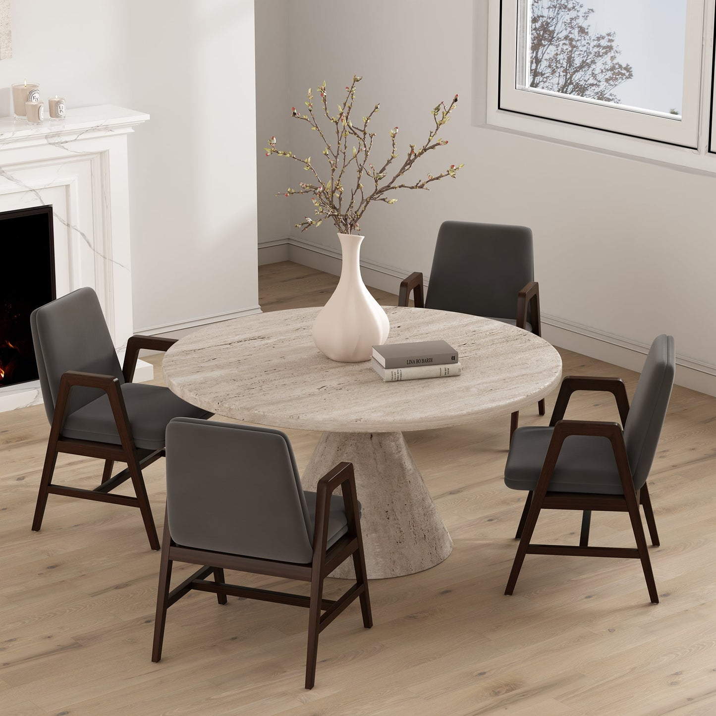 Stella Dining Armchair in Graphite (set of 4) - Ornate Home