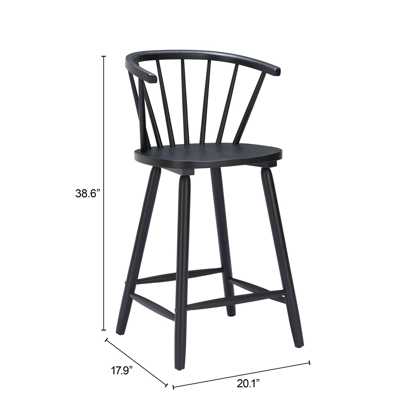 Stenger Black Counter Stool (Set of 2) - Ornate Home